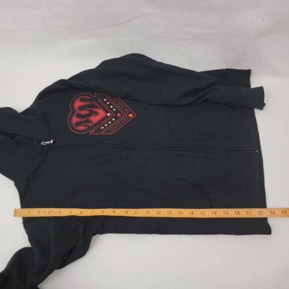 METAL MULISHA Womens Hoodie Sz SMALL Full Zip BLACK Red Wings Rhinestones Studs - Picture 12 of 13